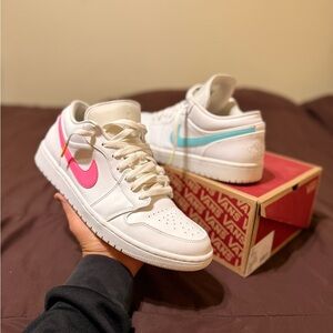 Jordan 1 Low White Multi-Color Swoosh